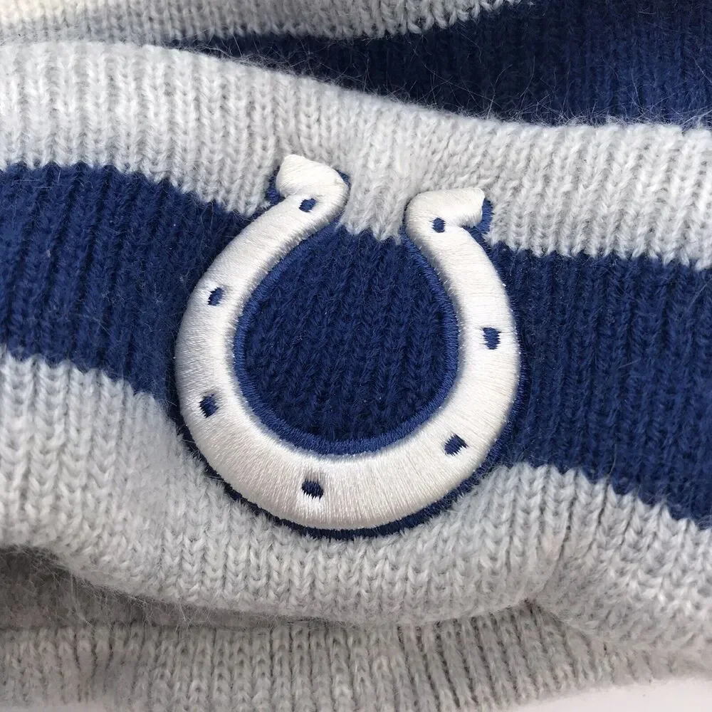 Indianapolis Colts New Era NFL Football Team Logo Beanie Sports Pom Winter Hat